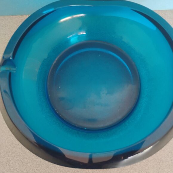 Viking Glass Bluenique Tulip Ashtray, MCM - Picture 6 of 7